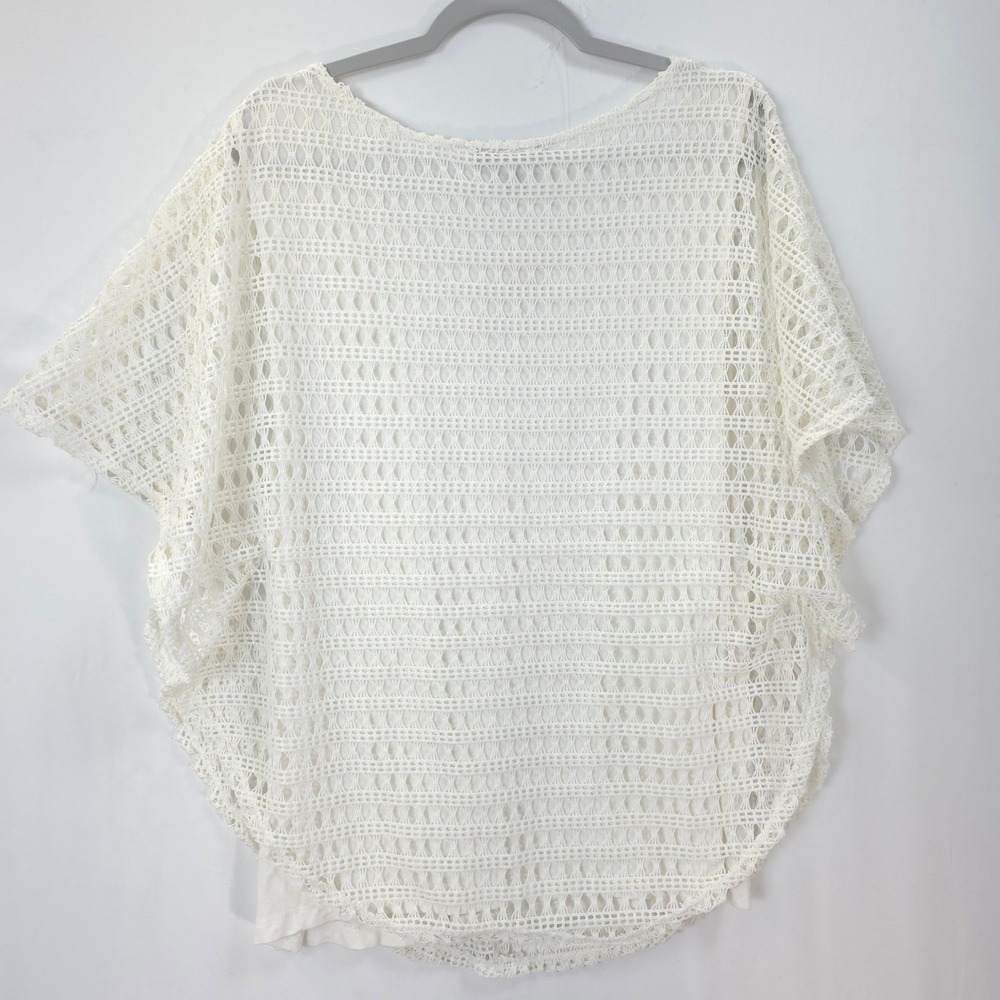 NAÏF White Crochet Lace Poncho Top Boho Beach Cover Up 2X Resortwear Festive - Picture 2 of 10